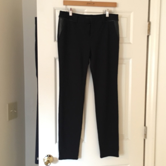 INC, Black Skinny Pants w/Leather Pocket & Waist Detail Size 8, 30”Inseam - Picture 3 of 11